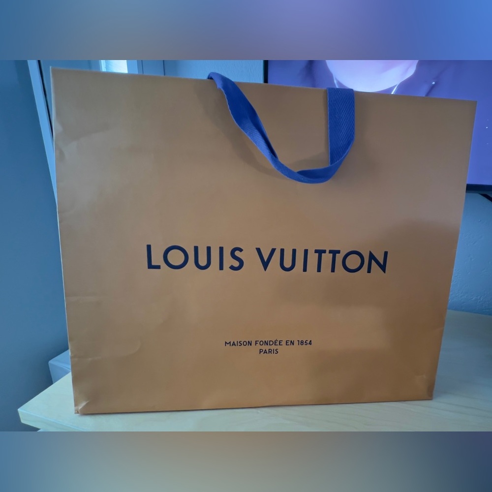 Louis Vuitton Orange Bag with Blue Handles